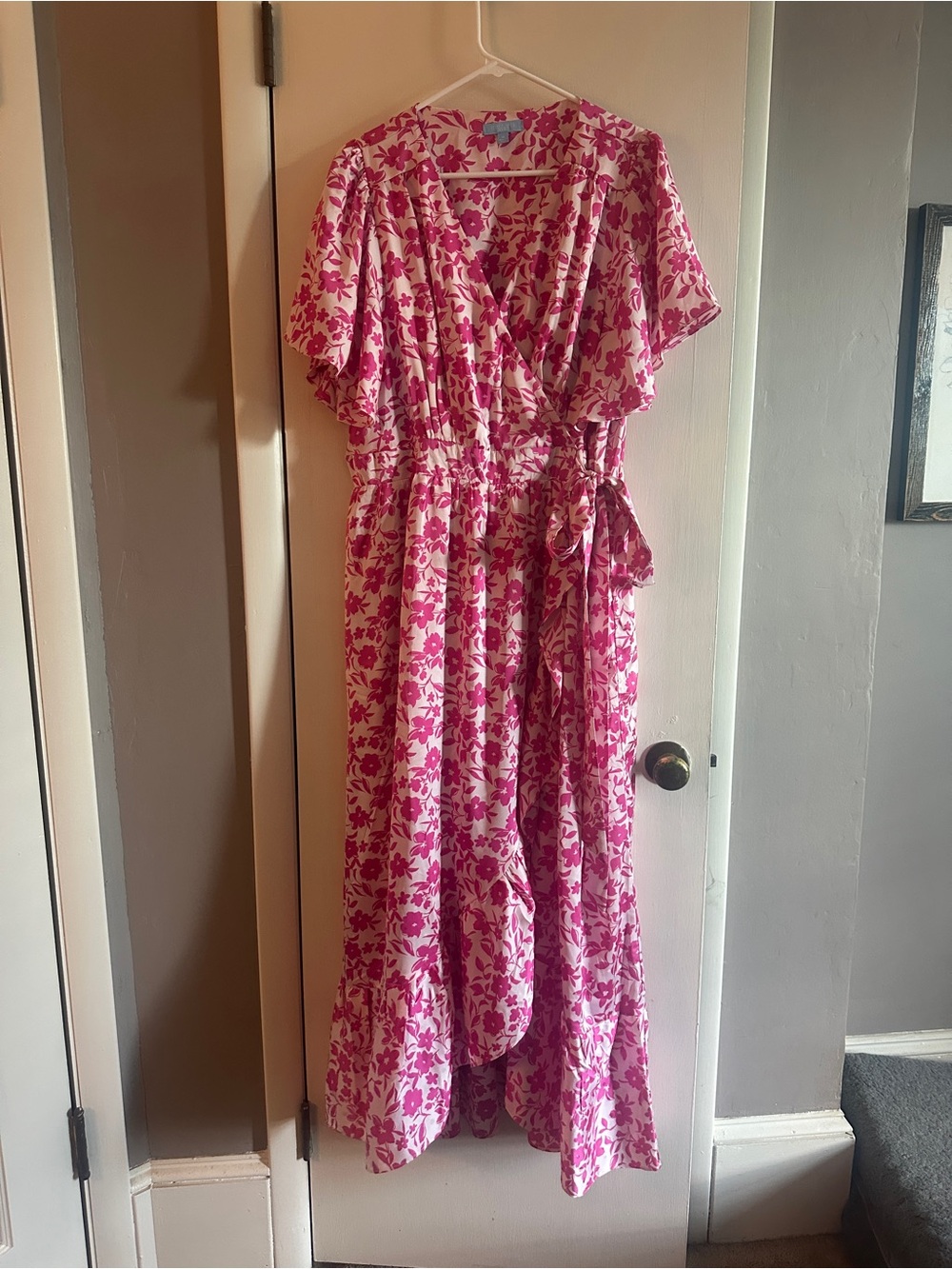 Draper James Pink Floral Wrap Maxi Dress